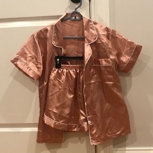 Small Rose Gold Bridal Party Champagne “silk” pajama set